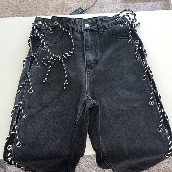 SHEIN Denim - Reflective tie up side jeans. Never worn ✔️super stylish make offers